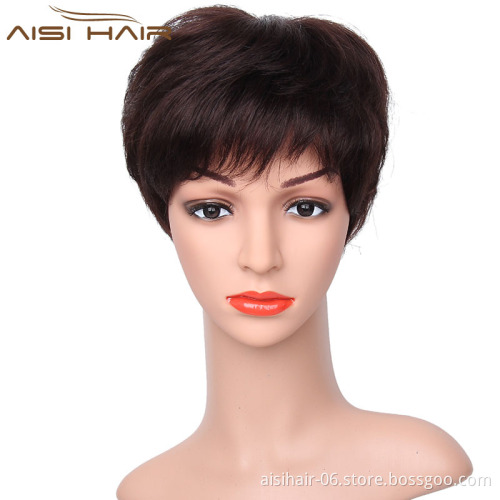 Aisi Hair Top Quality Short Straight Indian Human Hair Wigs Short Pixie Cut Human Hair Wigs For Women